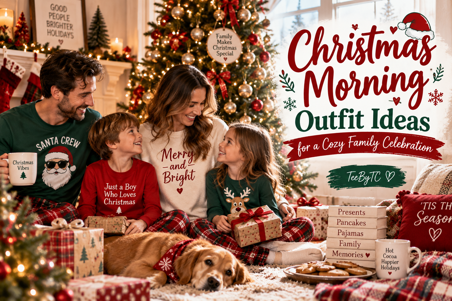 Christmas Morning Outfit Ideas for a Cozy Family Celebration 1 Christmas morning outfit ideas for a cozy family celebration with festive shirts, pajamas and matching holiday outfits