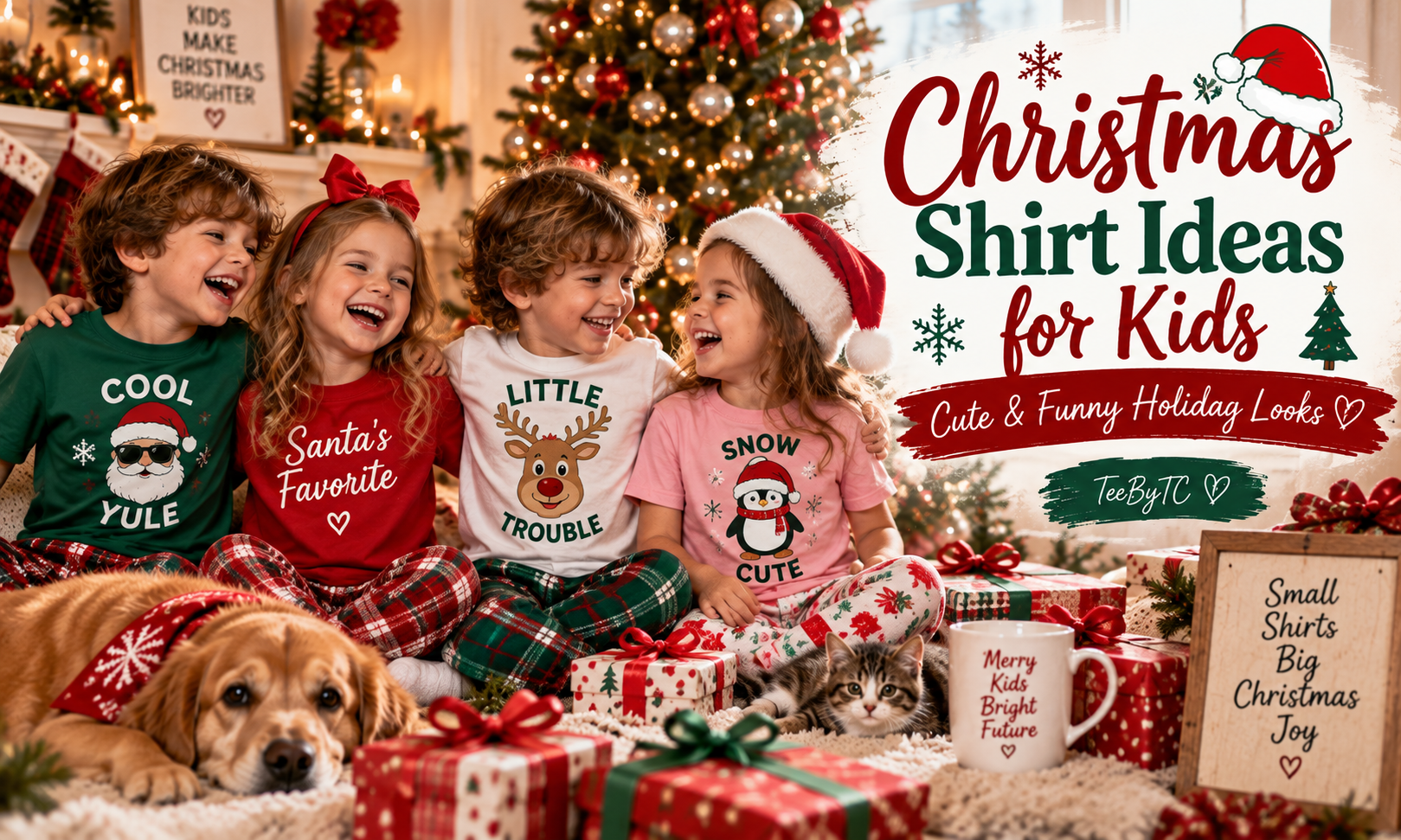 Christmas shirt ideas for kids featuring cute and funny holiday shirts for boys and girls