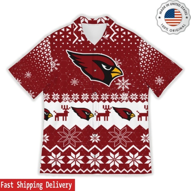 Arizona Cardinals Snowflake Pattern 3D Hawaiian Shirt Cute Christmas Gift