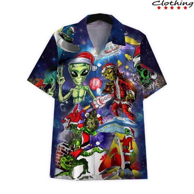 Alien Santa Christmas Hawaiian Shirt