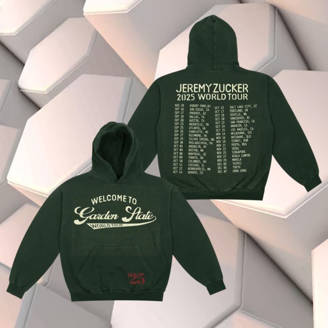 Garden State Tour Green Pullover Hoodie Jjeremy Zucker Official Merch